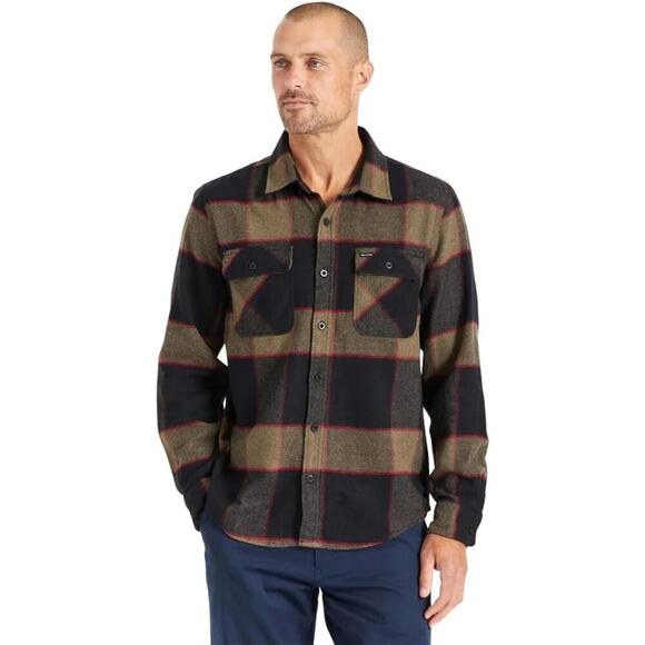 Brixton Men's Bowery Flannel Collared Neck Button Down Shirt Size Medium - Picture 1 of 11
